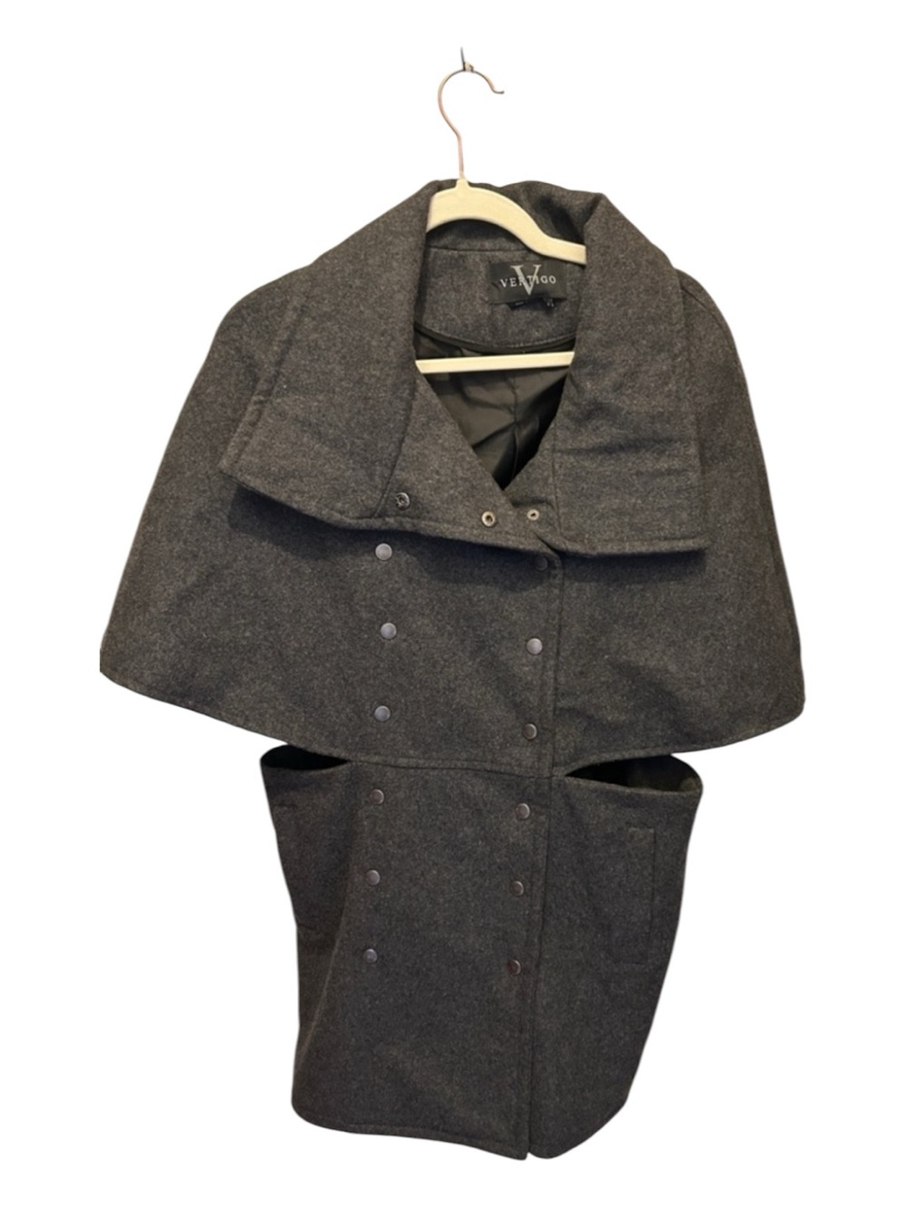 Vertigo Paris Dark Gray Wool Cape Coat
